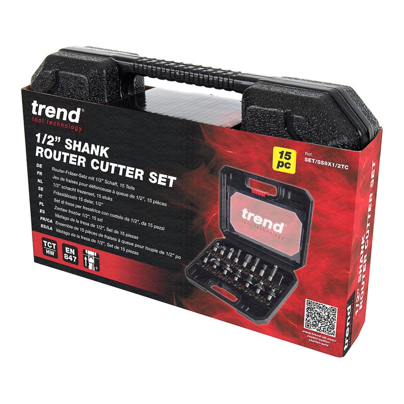 Trend 15 Piece Router Cutter Starter Set, 1/2 Inch Shank, Tungsten Carbide Tipped, Storage Case Included, SET/SS9X1/2TC - Image 2